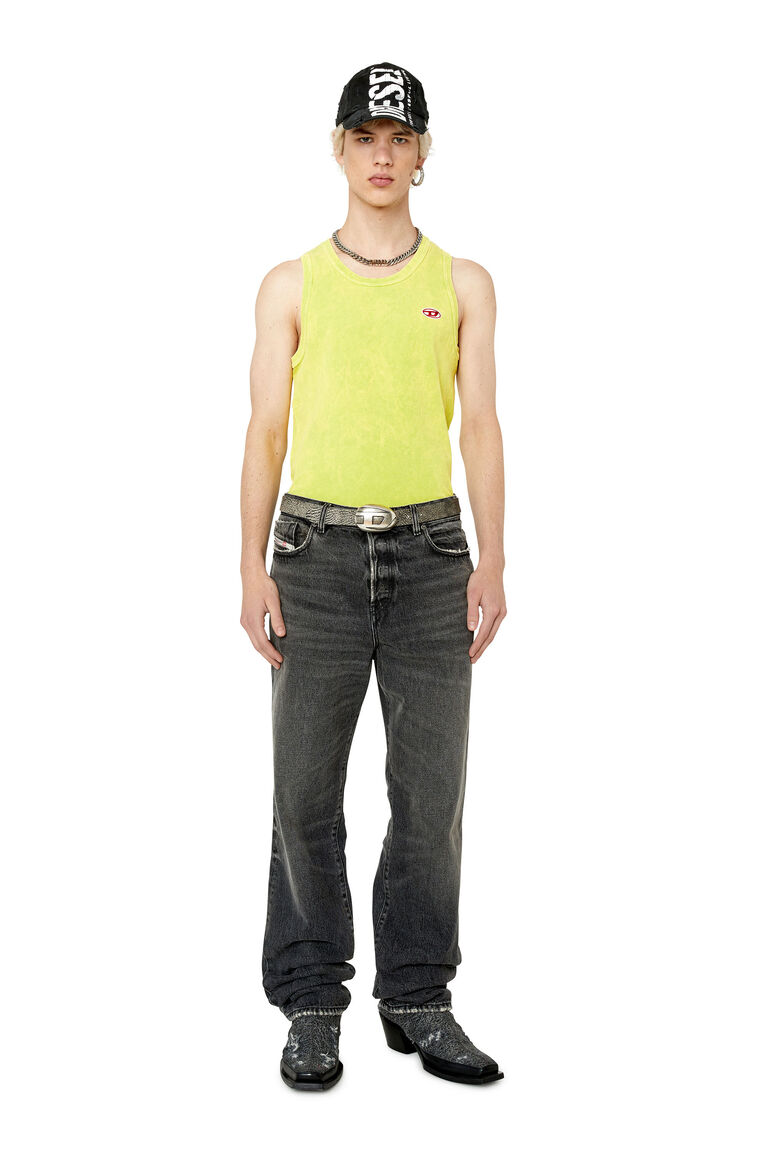 T-WISTY-G1 Man: Acid-wash tank top with logo patch | Diesel A085930EFAL