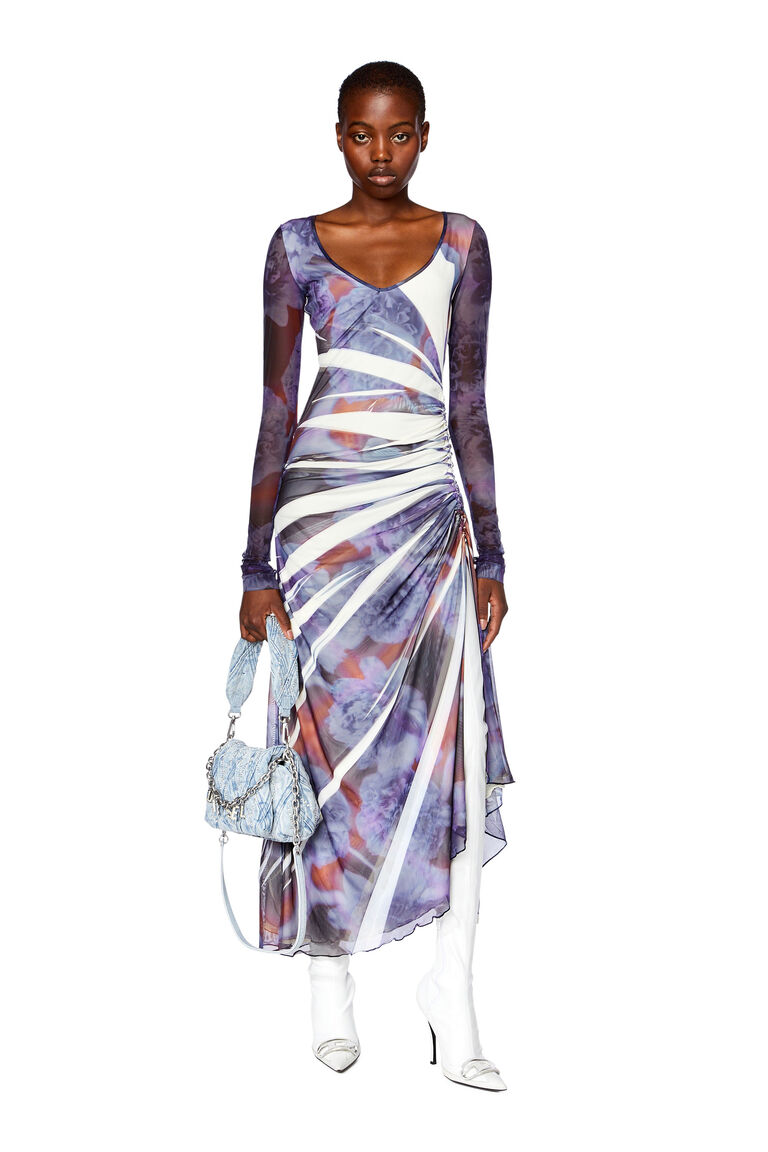 Women's Long dress in printed mesh | D-ARIEN Diesel A105300LICF