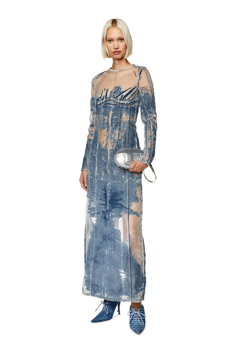 Women's Long denim dress with devor谷 | DE-NICOLO-FSD Diesel A12196068JH